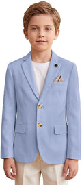 Boys Linen Blazer Casual Jacket Kids Slim Fit Sport Coats Wedding Tuxedo | Summer Beach Dress Clothes Lightweight Ring Bearer Outfits School Uniform