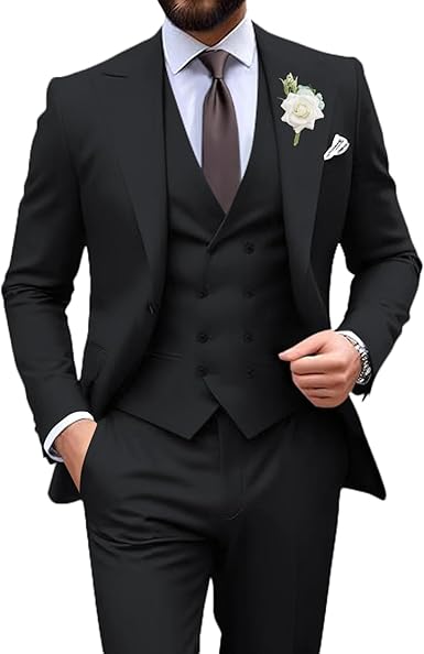 Suits for Men Slim Fit 3 Piece Double Breasted Suit Men for Wedding Prom Business Formal Suits