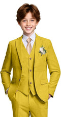 Boys Formal Suit 4 Piece Set Classic Fit Wedding Tuxedo with Jacket Vest Shirt Pants Tie for Kids