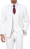 WEEN CHARM Men's 3-Piece Slim Fit Suit Set-2-Button Blazer,Vest & Pants-Formal Wedding,Prom,Party & Business Tuxedo