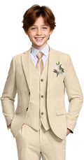 Boys Linen Suit Casual Summer 3 Piece Slim Fit Suit Breathable Kids Teen boy Jacket Vest Pant