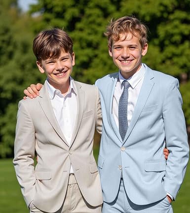 Boys Formal Suit 4 Piece Set Classic Fit Wedding Tuxedo with Jacket Vest Shirt Pants Tie for Kids