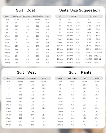 Boys Formal Suit 4 Piece Set Classic Fit Wedding Tuxedo with Jacket Vest Shirt Pants Tie for Kids