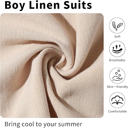 Boys Linen Suit Casual Summer 3 Piece Slim Fit Suit Breathable Kids Teen boy Jacket Vest Pant
